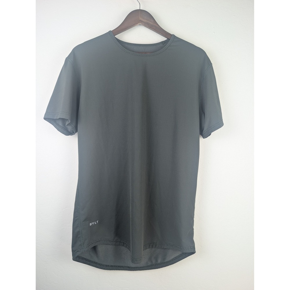 BYLT Premium Basics Mens Large Green Mesh Active Short Sleeve Curved Hem Tee